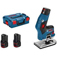 Bosch Professional GKF 12V-8 - Fresadora de cantos a batería (2 baterías x 3-0 Ah- 12V- 13000 rpm- motor EC- en L-BOXX)
